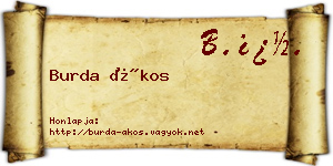 Burda Ákos névjegykártya